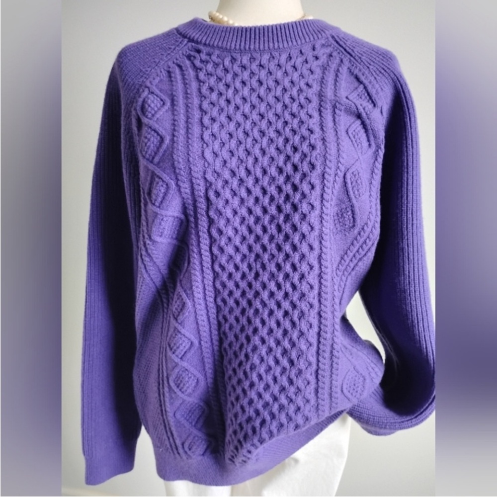 *New* GAP Purple Irish Fisherman Knit Sweater Classic Colorful Size Large